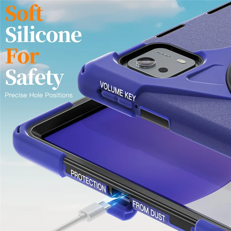 For Xiaomi Pad 7S Pro 12.5 / Pad 6S Pro 12.4 Kickstand Case TPU PC Silicone Tablet Cover with Shoulder Strap - Navy Blue-Cellmalls