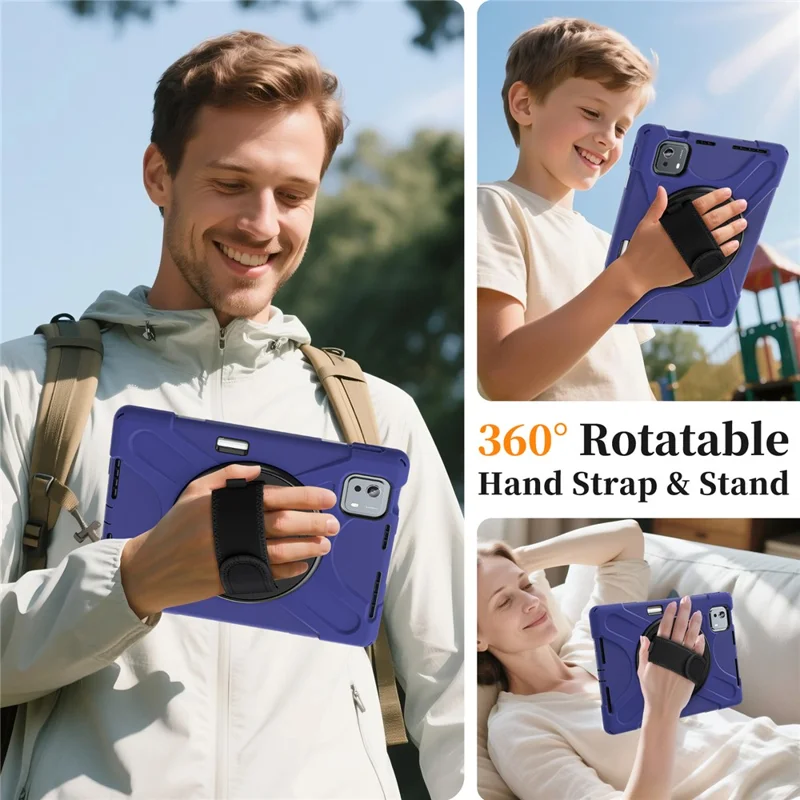 For Xiaomi Pad 7S Pro 12.5 / Pad 6S Pro 12.4 Kickstand Case TPU PC Silicone Tablet Cover with Shoulder Strap - Navy Blue-Cellmalls