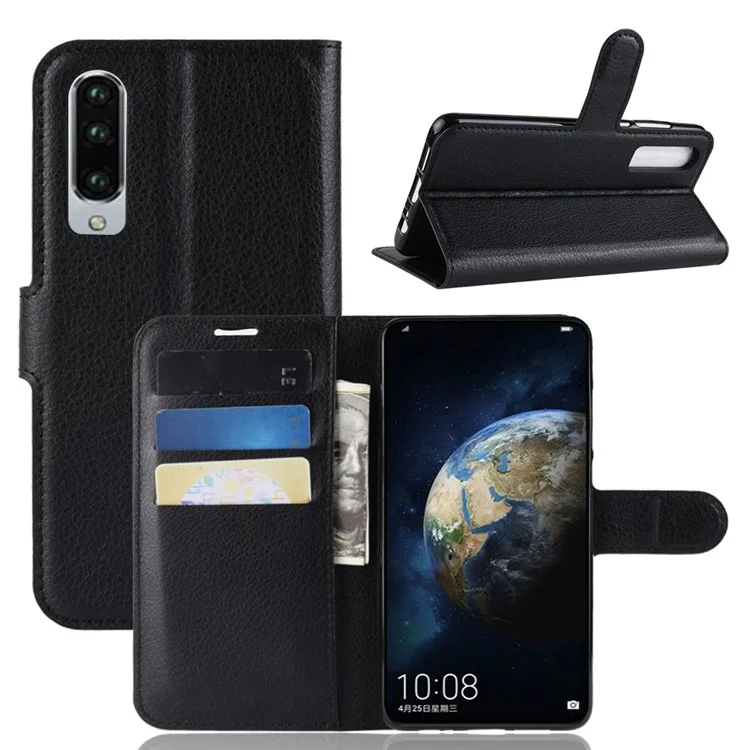 Litchi Texture Wallet Stand Leather Protective Case for Huawei P30 - Black-Cellmalls