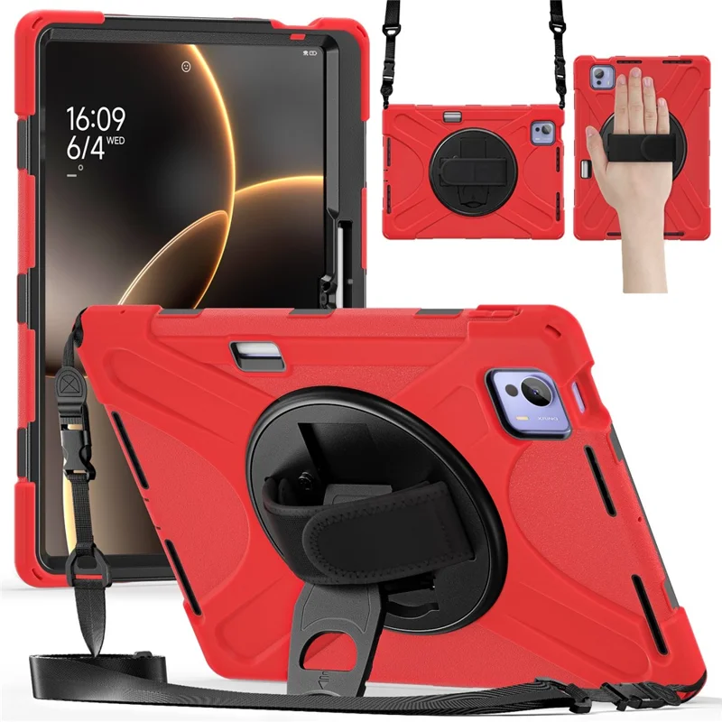 For Xiaomi Pad 7 Ultra Kickstand Case TPU PC Silicone Tablet Cover with Shoulder Strap - Navy Blue-Cellmalls