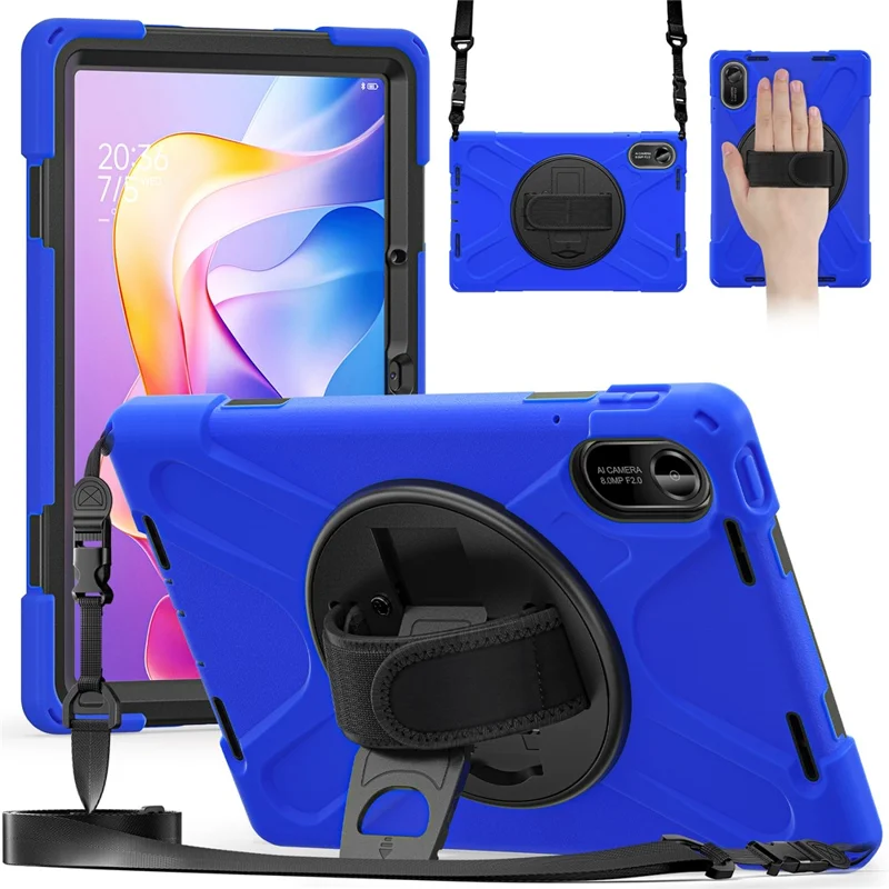 For Xiaomi Redmi Pad 2 Kickstand Case TPU PC Silicone Tablet Cover with Shoulder Strap - Navy Blue-Cellmalls