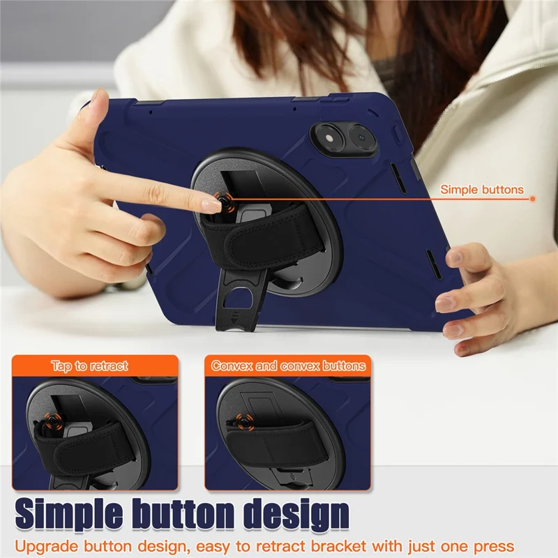 Tablet Case with Shoulder Strap for Xiaomi Redmi Pad Pro 5G / Redmi Pad Pro / Poco Pad 5G / 4G Kickstand Cover - Navy Blue-Cellmalls