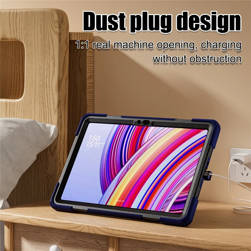 Tablet Case with Shoulder Strap for Xiaomi Redmi Pad Pro 5G / Redmi Pad Pro / Poco Pad 5G / 4G Kickstand Cover - Navy Blue-Cellmalls