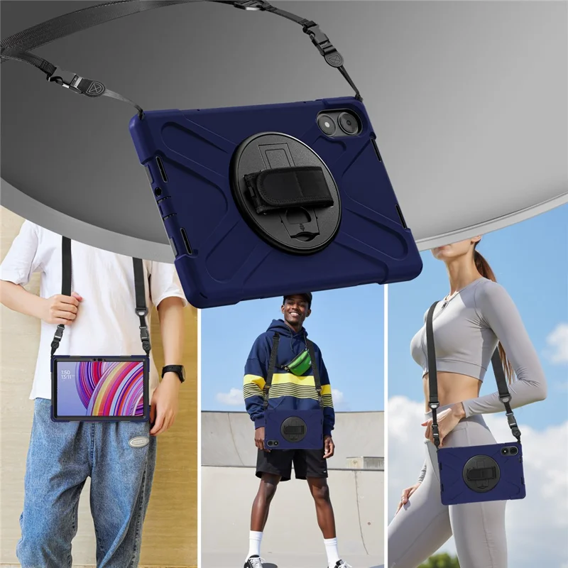 Tablet Case with Shoulder Strap for Xiaomi Redmi Pad Pro 5G / Redmi Pad Pro / Poco Pad 5G / 4G Kickstand Cover - Navy Blue-Cellmalls