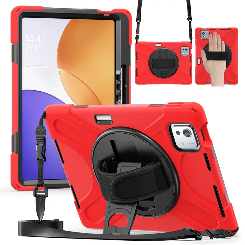 For Xiaomi Pad 7S Pro 12.5 / Pad 6S Pro 12.4 Kickstand Case TPU PC Silicone Tablet Cover with Shoulder Strap - Navy Blue-Cellmalls