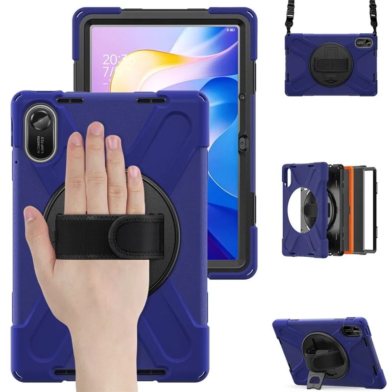 For Xiaomi Redmi Pad 2 Kickstand Case TPU PC Silicone Tablet Cover with Shoulder Strap - Navy Blue-Cellmalls