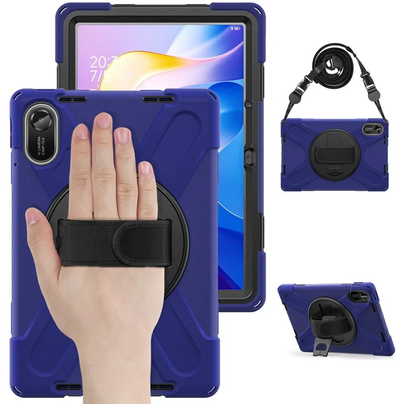 For Xiaomi Redmi Pad 2 Kickstand Case TPU PC Silicone Tablet Cover with Shoulder Strap - Navy Blue-Cellmalls