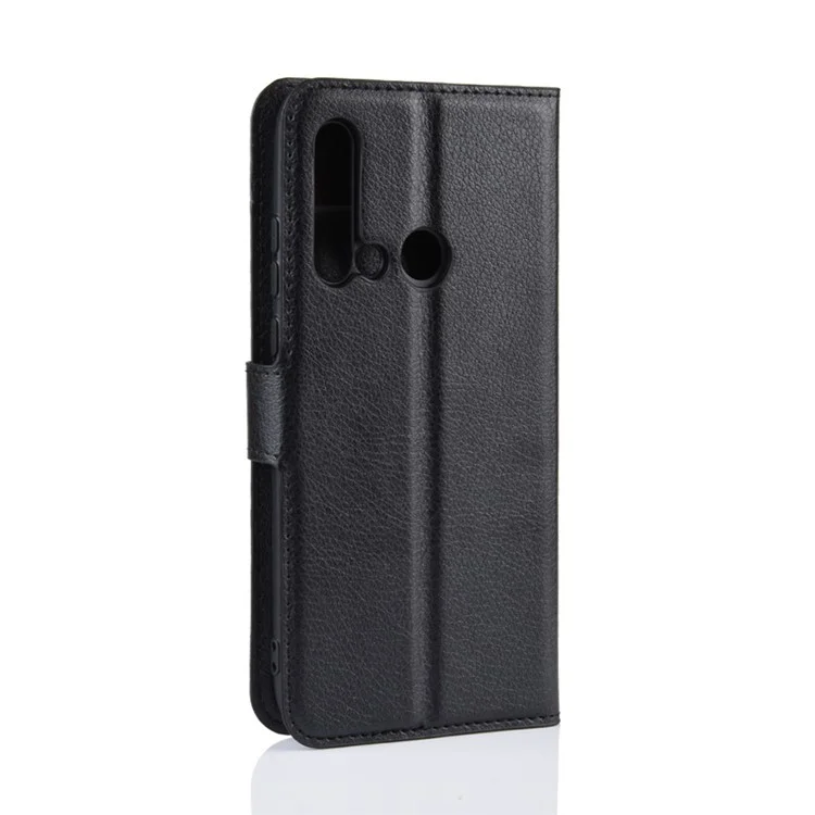 Litchi Texture Wallet Leather Phone Cover for Huawei P20 Lite (2019) / Nova 5i - Black-Cellmalls