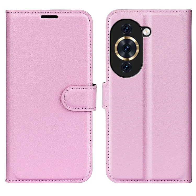 PU Leather Stand Phone Case for Huawei nova 10 4G, Litchi Texture Anti-wear Drop-proof Wallet Style Folio Flip Cover - Pink-Cellmalls