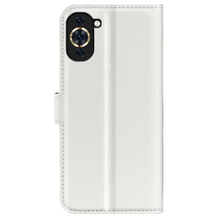 Foldable Stand Phone Case for Huawei nova 10 Pro 4G, Litchi Texture Wallet PU Leather Inner TPU Folio Flip Cover - White-Cellmalls