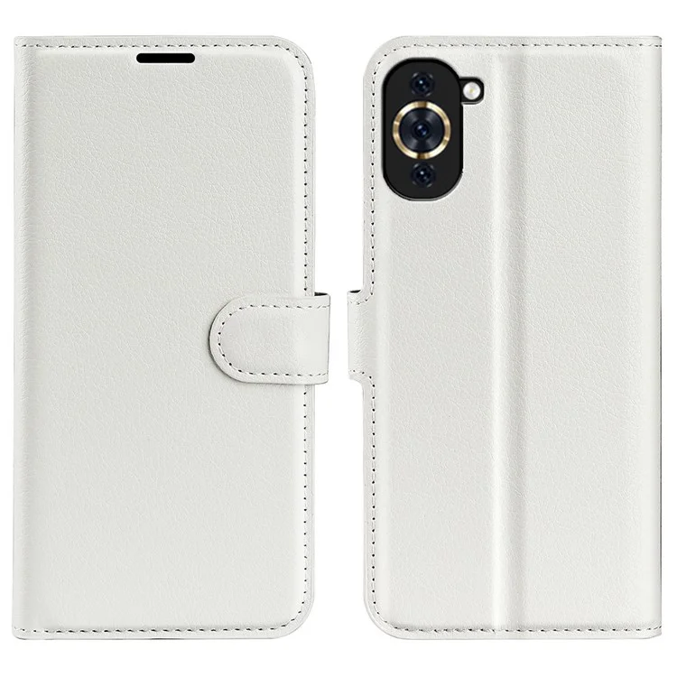 Foldable Stand Phone Case for Huawei nova 10 Pro 4G, Litchi Texture Wallet PU Leather Inner TPU Folio Flip Cover - White-Cellmalls