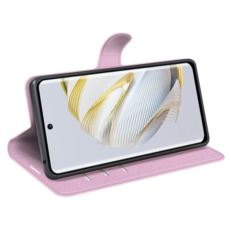 PU Leather Stand Phone Case for Huawei nova 10 4G, Litchi Texture Anti-wear Drop-proof Wallet Style Folio Flip Cover - Pink-Cellmalls