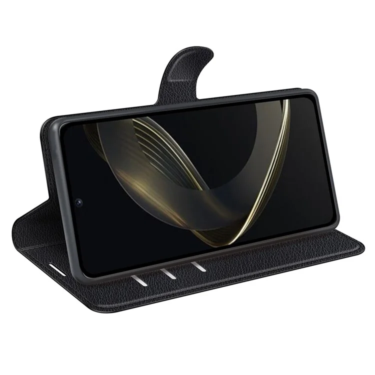 For Huawei nova 11 / nova 12s 4G / nova 12 Lite 4G Wallet Cover Litchi Texture Anti-Scratch Shell Stand Mobile Phone PU Leather Case - Black-Cellmalls