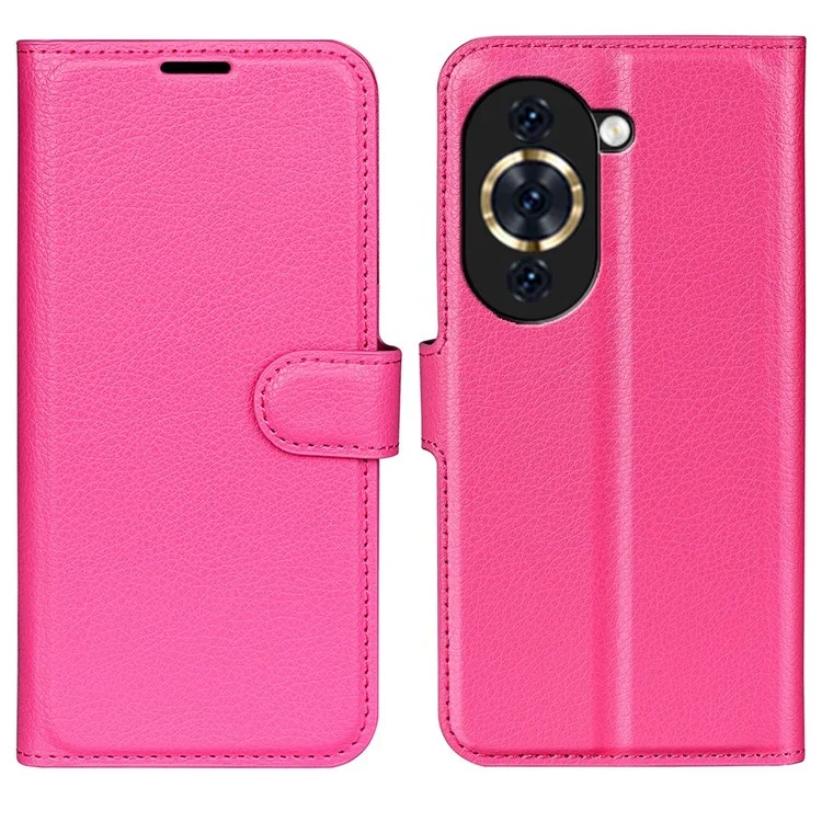 PU Leather Stand Phone Case for Huawei nova 10 4G, Litchi Texture Anti-wear Drop-proof Wallet Style Folio Flip Cover - Pink-Cellmalls