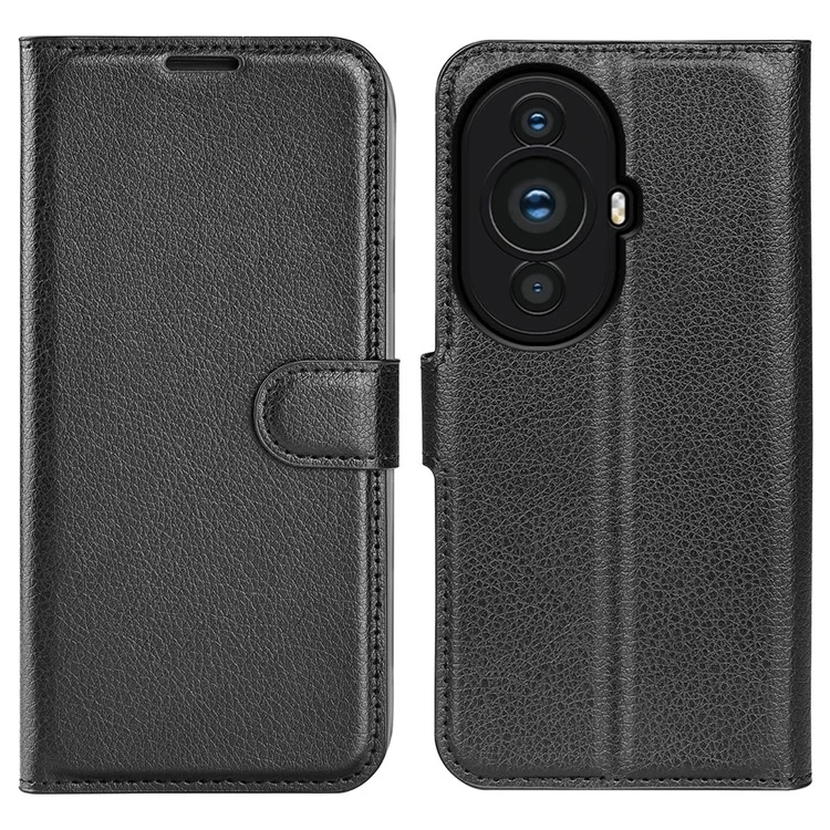 For Huawei nova 11 / nova 12s 4G / nova 12 Lite 4G Wallet Cover Litchi Texture Anti-Scratch Shell Stand Mobile Phone PU Leather Case - Black-Cellmalls