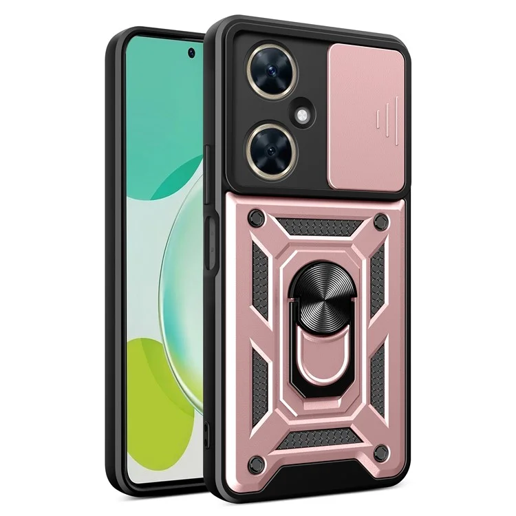 For Huawei nova 11i Phone Case Slide Lens Protection PC+TPU Kickstand Cover - Black-Cellmalls