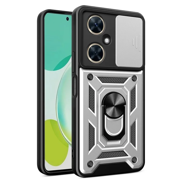 For Huawei nova 11i Phone Case Slide Lens Protection PC+TPU Kickstand Cover - Black-Cellmalls