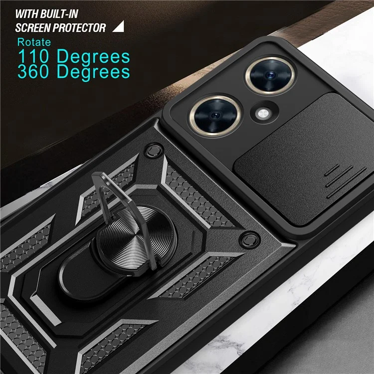 For Huawei nova 11i Phone Case Slide Lens Protection PC+TPU Kickstand Cover - Black-Cellmalls