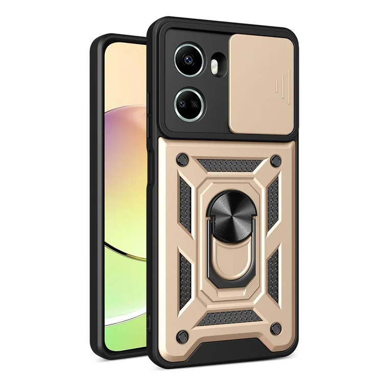 For Huawei nova 10 SE 4G Camera Lens Slide Design Phone Case PC+TPU Kickstand Cover - Black-Cellmalls