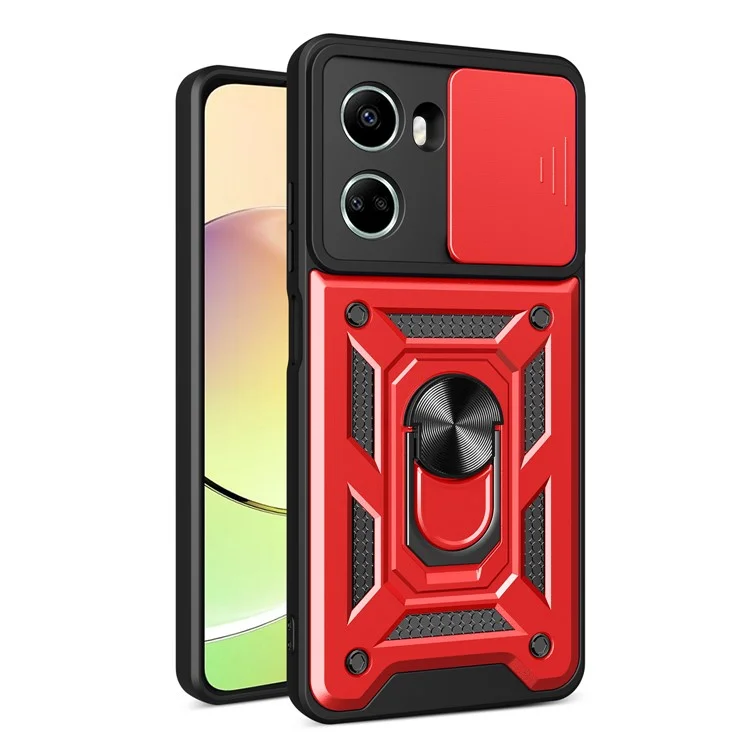 For Huawei nova 10 SE 4G Camera Lens Slide Design Phone Case PC+TPU Kickstand Cover - Black-Cellmalls