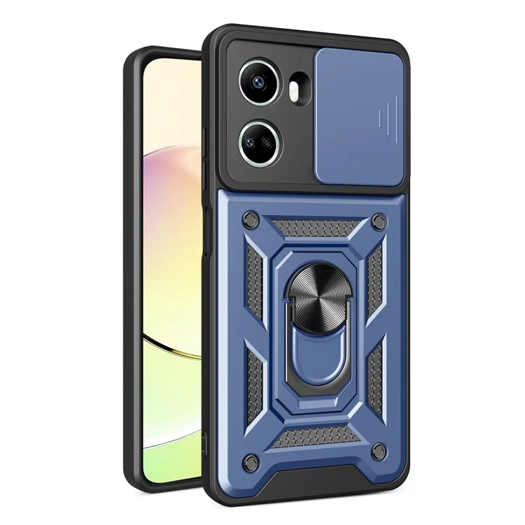 For Huawei nova 10 SE 4G Camera Lens Slide Design Phone Case PC+TPU Kickstand Cover - Black-Cellmalls