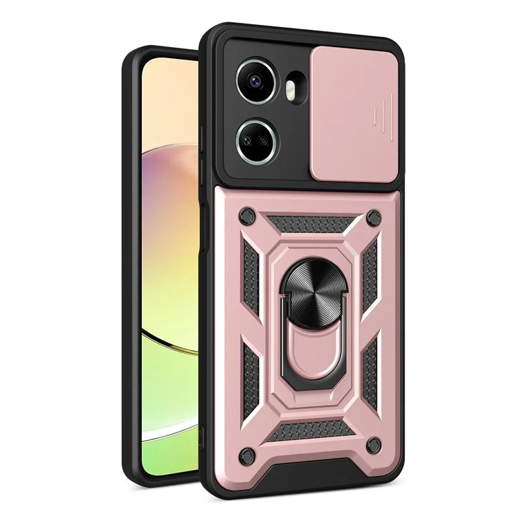 For Huawei nova 10 SE 4G Camera Lens Slide Design Phone Case PC+TPU Kickstand Cover - Black-Cellmalls