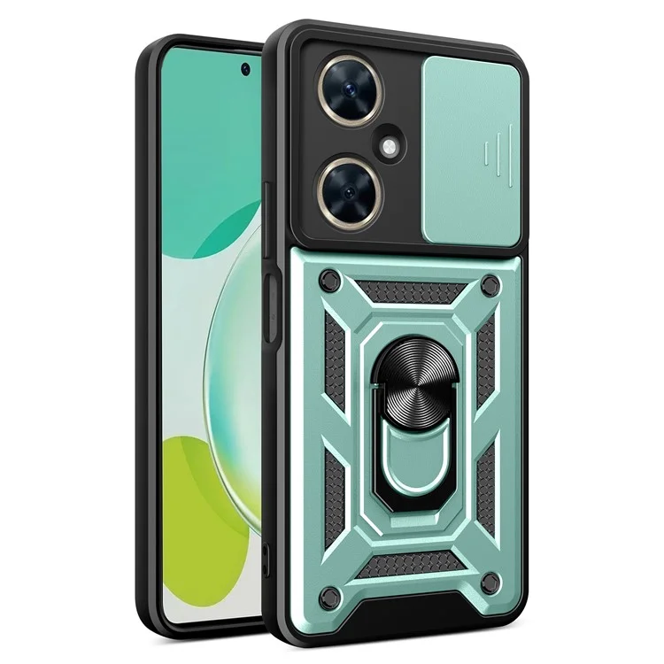 For Huawei nova 11i Phone Case Slide Lens Protection PC+TPU Kickstand Cover - Black-Cellmalls