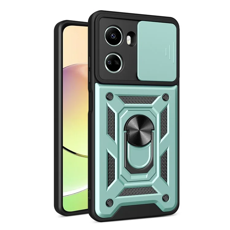 For Huawei nova 10 SE 4G Camera Lens Slide Design Phone Case PC+TPU Kickstand Cover - Black-Cellmalls