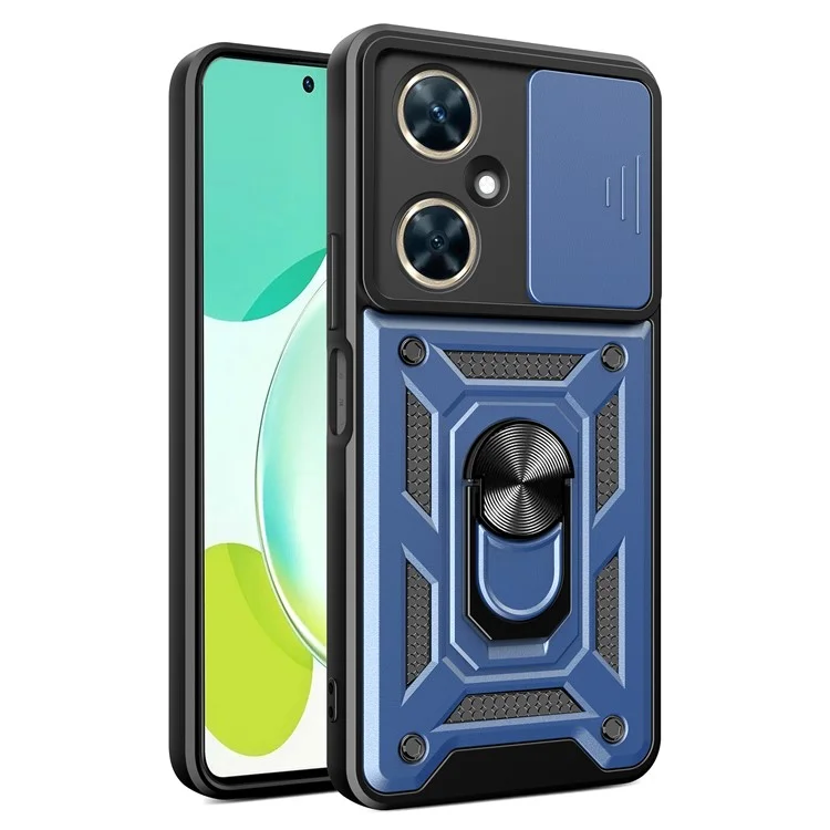 For Huawei nova 11i Phone Case Slide Lens Protection PC+TPU Kickstand Cover - Black-Cellmalls