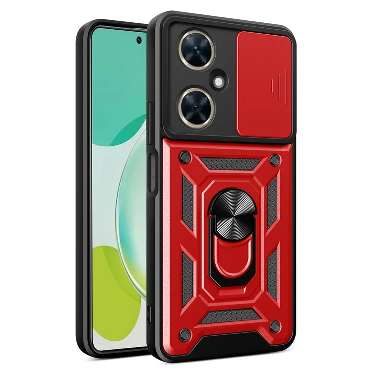 For Huawei nova 11i Phone Case Slide Lens Protection PC+TPU Kickstand Cover - Black-Cellmalls