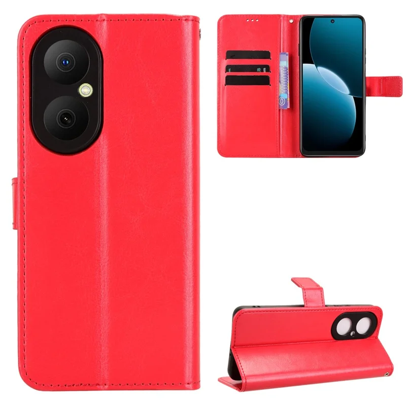 For Huawei Enjoy 80 PU Leather Case with Strap Crazy Horse Texture Phone Wallet Cover - Black-Cellmalls