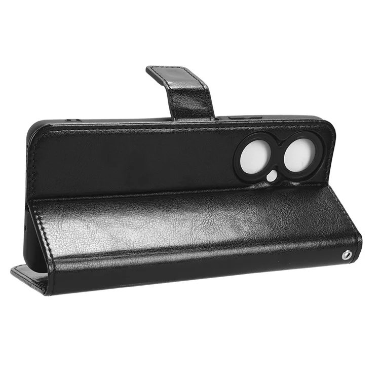 For Huawei Maimang 20 / nova 11i / Enjoy 60 Pro PU Leather Wallet Case Crazy Horse Texture Phone Cover with Stand - Black-Cellmalls