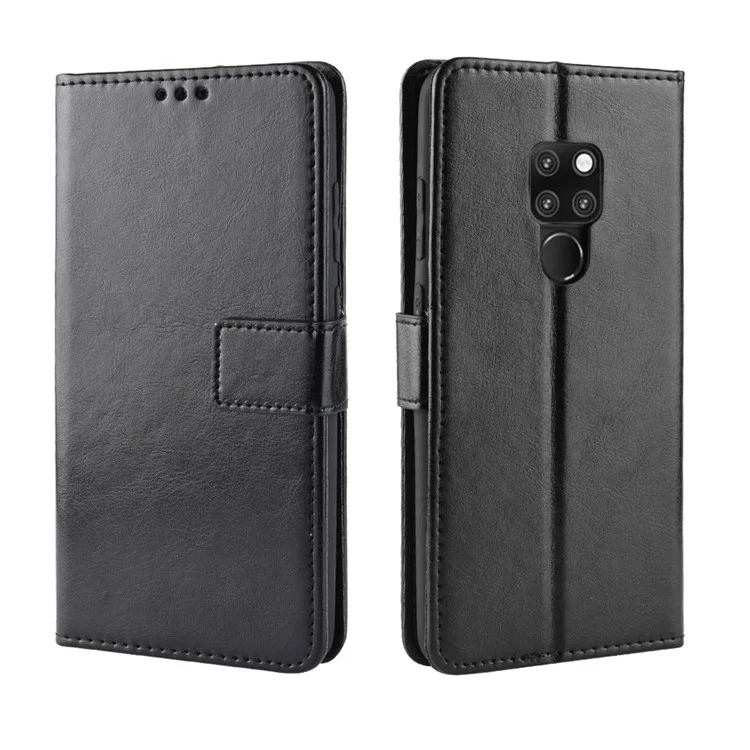 Crazy Horse Wallet Stand Leather Phone Case for Huawei Mate 20 X - Black-Cellmalls