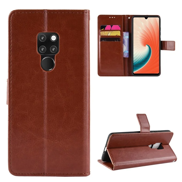 Crazy Horse Wallet Stand Leather Phone Case for Huawei Mate 20 X - Black-Cellmalls