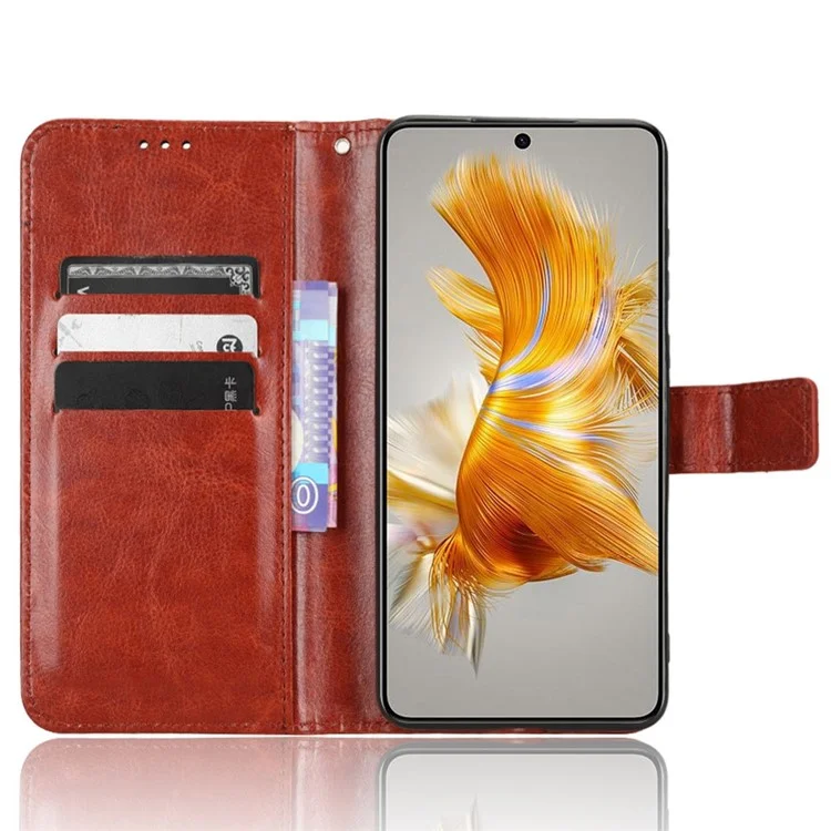 For Huawei Mate 50 4G PU Leather Case Crazy Horse Texture Magnetic Clasp Full Protection Phone Stand Wallet Cover - Brown-Cellmalls