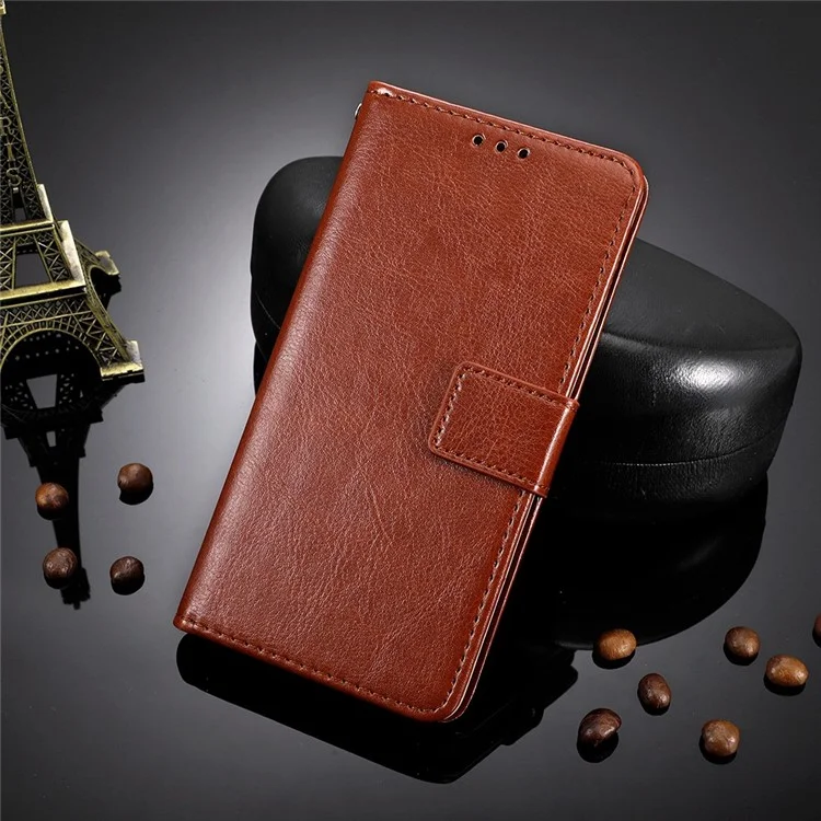 For Huawei Mate 50 4G PU Leather Case Crazy Horse Texture Magnetic Clasp Full Protection Phone Stand Wallet Cover - Brown-Cellmalls