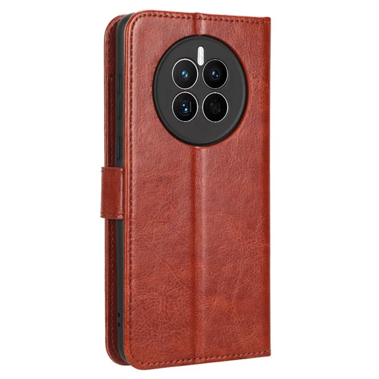 For Huawei Mate 50 4G PU Leather Case Crazy Horse Texture Magnetic Clasp Full Protection Phone Stand Wallet Cover - Brown-Cellmalls