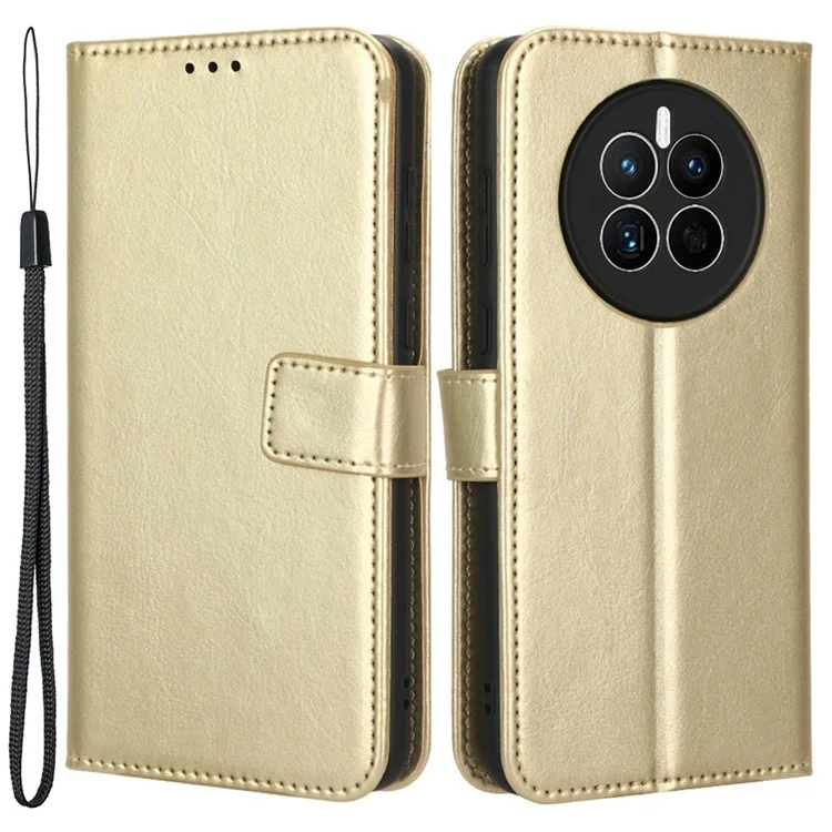 For Huawei Mate 50 4G PU Leather Case Crazy Horse Texture Magnetic Clasp Full Protection Phone Stand Wallet Cover - Brown-Cellmalls