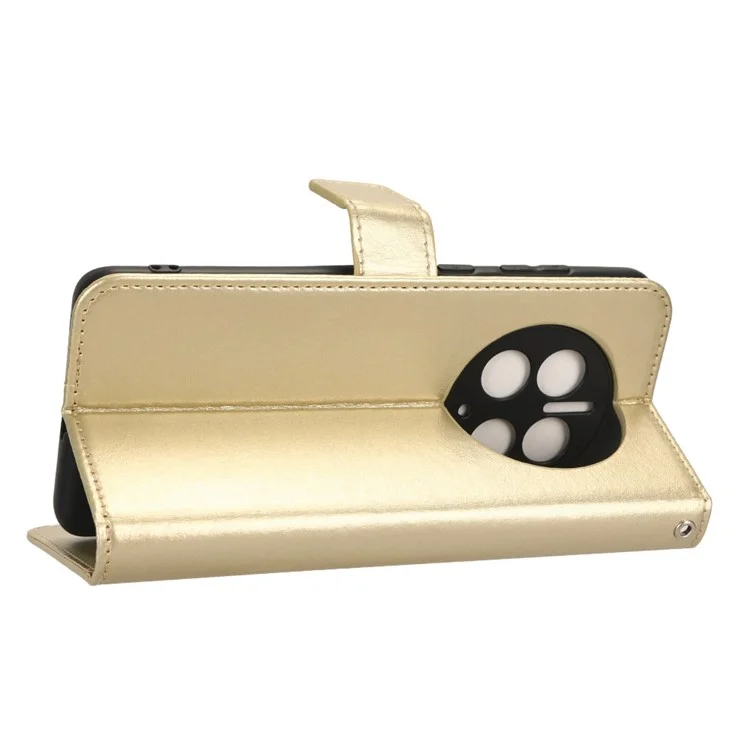 For Huawei Mate 50 Pro 4G Crazy Horse Texture Folio Flip PU Leather Anti-fingerprint Case Stand Wallet Phone Cover - Gold-Cellmalls