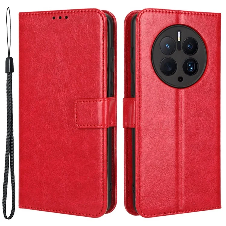 For Huawei Mate 50 Pro 4G Crazy Horse Texture Folio Flip PU Leather Anti-fingerprint Case Stand Wallet Phone Cover - Gold-Cellmalls