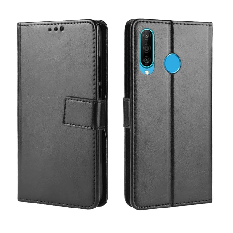 Crazy Horse Leather Wallet Case for Huawei Honor 20 Lite - Black-Cellmalls