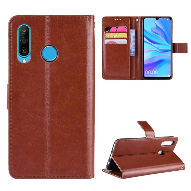 Crazy Horse Leather Wallet Case for Huawei Honor 20 Lite - Black-Cellmalls