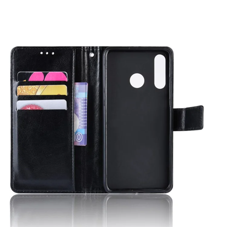 Crazy Horse Leather Stand Wallet Case for Huawei Honor 20i - Black-Cellmalls