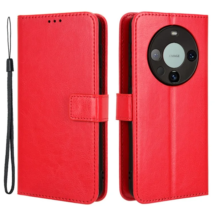 For Huawei Mate 60 Pro Anti-fall Phone Case Crazy Horse Texture Leather Wallet Stand Cover - Black-Cellmalls