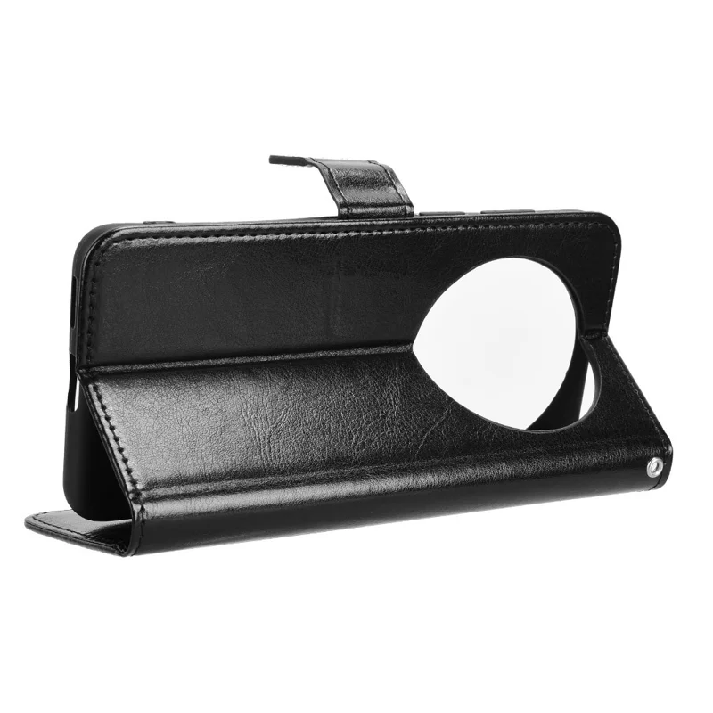 For Huawei Mate 70 Case Crazy Horse Texture PU Leather Phone Wallet Cover - Black-Cellmalls