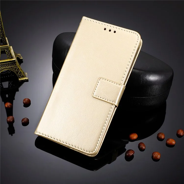 For Huawei Mate 50 Pro 4G Crazy Horse Texture Folio Flip PU Leather Anti-fingerprint Case Stand Wallet Phone Cover - Gold-Cellmalls