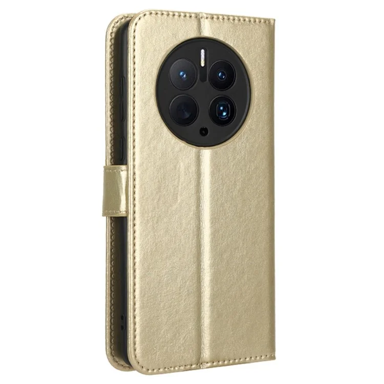 For Huawei Mate 50 Pro 4G Crazy Horse Texture Folio Flip PU Leather Anti-fingerprint Case Stand Wallet Phone Cover - Gold-Cellmalls