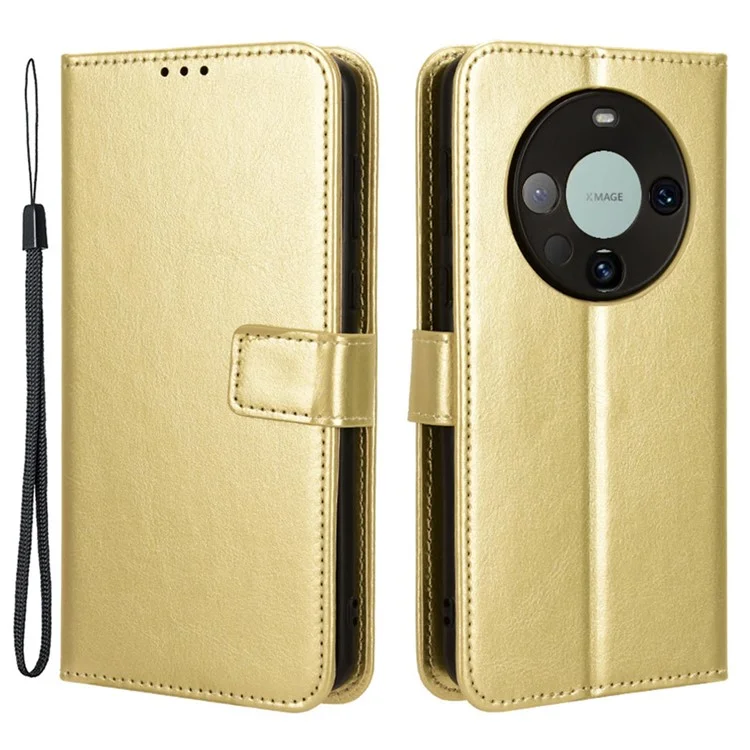 For Huawei Mate 60 Full Protection Phone Case Crazy Horse Texture Leather Stand Wallet Cover - Black-Cellmalls