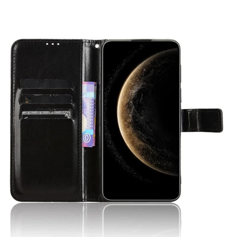 For Huawei Mate 70 Case Crazy Horse Texture PU Leather Phone Wallet Cover - Black-Cellmalls