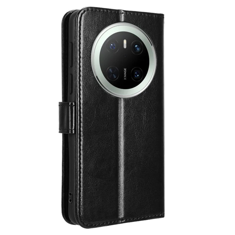 For Huawei Mate 70 Case Crazy Horse Texture PU Leather Phone Wallet Cover - Black-Cellmalls
